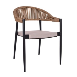 Πολυθρόνα Αλουμινίου Με Round Wicker Μπεζ - Εκρού HM5299.01