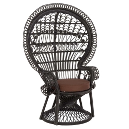Πολυθρόνα Royal Peacock HM9342.03 Με Μαξιλάρι 114x72x150cm Black-Brown