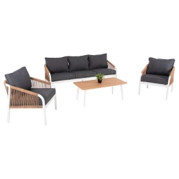 Σαλόνι Κήπου (Σετ 4Τμχ) Drimm HM6056.01 Με Μαξιλάρια White-Anthracite 5 Θέσεων