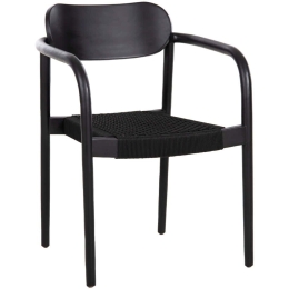 Πολυθρόνα Oslo HM9636.12 55x54x80cm Ξύλο-Σχοινί Black Ξύλο,Σχοινί