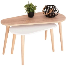 Τραπέζια Σαλονιού Aprilia (Σετ 2Τμχ) HM18179.04 94x47x47cm White-Natural