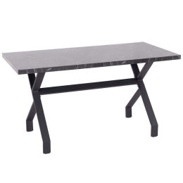 Τραπέζι Lana HM18221.02 140x70x72,5cm Marble Effect Black Μελαμίνη,Μέταλλο
