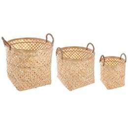 Καλάθι (Σετ 3Τμχ) 07.156823A 20x20,5+30,5x24,5+36x30cm Bamboo Natural Bamboo,Ψάθα