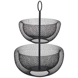 Φρουτιέρα Διώροφη Mesh 07.160711 29Χ38cm Μεταλλική Black Μέταλλο