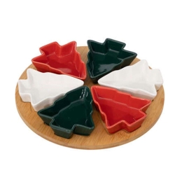 Σετ Σερβιρίσματος Xmas With 6 Bowls Σε Βάση Μπαμπού 07.191163 D27cm Multi