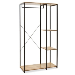 Έπιπλο Εισόδου-Ντουλάπα Ramon 085-000008 90,5x41x167cm Natural - Black Μελαμίνη,Μέταλλο