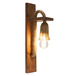 Φωτιστικό Τοίχου - Απλίκα PWL-0108 9x17x45cm Walnut 099-000021 Ξύλο,Σχοινί