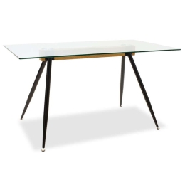 Τραπέζι Astrid 101-000019 140x80x75cm Natural-Black Μέταλλο,Γυαλί