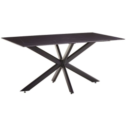 Τραπέζι Bethan 101-000084 180x90x75cm Marble Effect Grey-Black Πέτρα,Μέταλλο