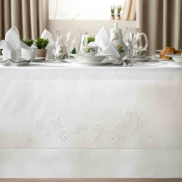 Τραπεζομάντηλο 252/15 White Gofis Home 150Χ310 Λινό-Πολυέστερ