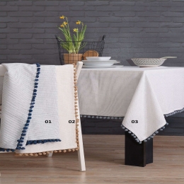 Τραπεζομάντηλο Pom Pom 01 Μπλε Ρυθμός 140X180 100% Βαμβάκι