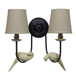 Φωτιστικό Τοίχου-Απλίκα Dove 01086 Black GloboStar Μέταλλο,Ύφασμα