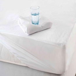 Επίστρωμα Αδιάβροχο Πετσετέ Με Λάστιχο White Ρυθμός Διπλό 160x230cm Βαμβάκι-Πολυέστερ