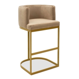 Σκαμπό Μπαρ Viv 110-000018 54x50x95cm Beige-Gold Βελούδο, Μέταλλο