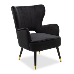 Πολυθρόνα - Μπερζέρα Lark 110-000025 65x74x90cm Black Βελούδο, Μέταλλο