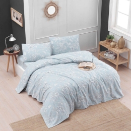 Σεντόνια Φανελένια Jennifer Με Λάστιχο (Σετ 4τμχ) Light Blue Ρυθμός Υπέρδιπλο 230x260cm 100% Βαμβακερή Φανέλα