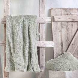 Κουβέρτα Καναπέ Γούνινη Leticia Διπλής Όψης Greyzo Green Ρυθμός 130x 180 130x180cm Οικολογική Γούνα