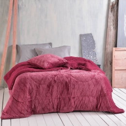 Κουβερτοπάπλωμα Lotus Bordo Ρυθμός Υπέρδιπλο 220x240cm Flannel.Sherpa