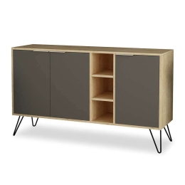 Μπουφές Clara 119-001063 142x35.5x82cm Light Oak-Anthracite Μελαμίνη,Μέταλλο