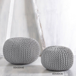Πουφ Mayo 55X55X45 Light Grey Ρυθμός 100% Βαμβάκι
