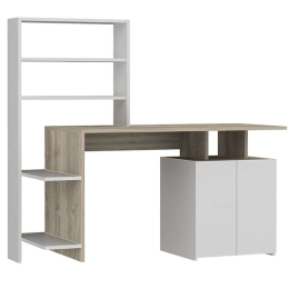Γραφείο Με Βιβλιοθήκη Melis 120-000081 146x60x129cm Grey-White