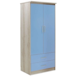 Ντουλάπα Ρούχων Παιδική Looney Castillo-Μπλε 81X57X183Cm 123-000072 Δίφυλλη Μελαμίνη