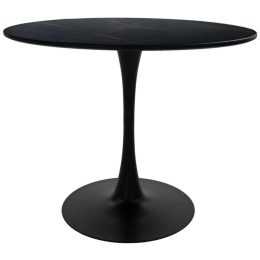 Τραπέζι Balou I 127-000166 Φ120x75cm Marble Effect Black Mdf,Μέταλλο