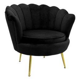 Πολυθρόνα Daimon 128-000003 79x74x78cm Black-Gold Βελούδο, Μέταλλο