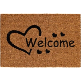 Πατάκι Εισόδου E-Coco Welcome Hearts 023 40x60cm Natural-Black Sdim 40Χ60