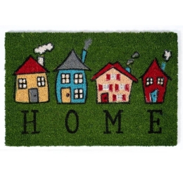 Πατάκι Εισόδου Ruco Print 727 Home 4 Houses 40X60cm Green Sdim 40Χ60