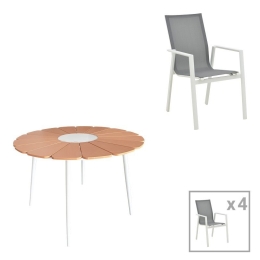 Τραπεζαρία Κήπου Pinap-Dashiell 152-000101 (Σετ 5Τμχ) White-Anthracite 5 Θέσεων