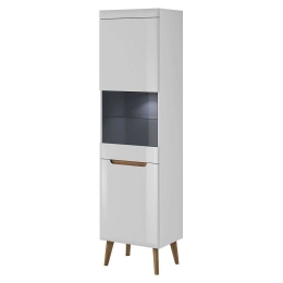 Βιτρίνα 17104-NR-T Λευκό+Higloss Λευκό+Riviera 53x197x40cm Μελαμίνη