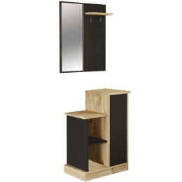 Έπιπλο Εισόδου Wizbo 176-000136 61x37x82,5cm Black-Natural Μελαμίνη,Γυαλί