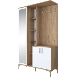 Έπιπλο Εισόδου Zozmo 182-000095 120x37,5x198,6cm Walnut-White Μελαμίνη
