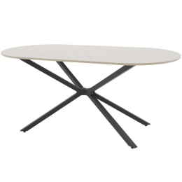Τραπέζι Lerdion 190-000065 180x90x75cm Moca-Black Mdf,Μέταλλο