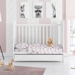 Σεντόνια Βρεφικά Unicorn 108 (Σετ 3τμχ) White-Pink DimCol Κούνιας 120x160cm 100% Βαμβάκι