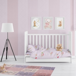 Πάπλωμα Βρεφικό Two Lovely Bears 65 Lila DimCol 120x160cm 100% Βαμβάκι