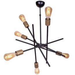 Φωτιστικό Οροφής Hugo 193-000065 55x55x35cm 6xE27 60W Black-Gold