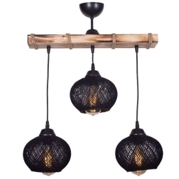 Φωτιστικό Οροφής - Ράγα Fiona 193-000069 50x20x63cm 3xΕ27 Black-Natural