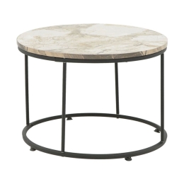 Τραπέζι Σαλονιού Emilian 197-000162 Φ60x42cm White-Marble-Black