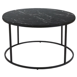 Τραπέζι Σαλονιού Emilian 197-000163 Φ60x42cm Black-Marble