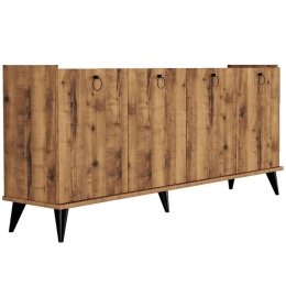 Μπουφές Lireta 197-000177 182x41x82,5cm Walnut-Black Μοριοσανίδα, Μελαμίνη