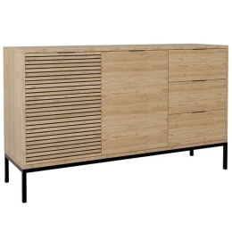 Μπουφές Leodrif 197-000183 140x40x80cm Oak-Black Μοριοσανίδα, Μέταλλο