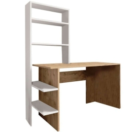 Γραφείο Με Βιβλιοθήκη Dropio 197-000205 120x55x150cm Oak-White