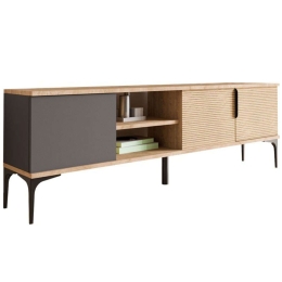 Έπιπλο Τηλεόρασης Kowel 197-000214 180x34x51cm Anthracite-Oak