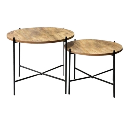 Τραπέζια Σαλονιού Forfu 197-000234 (Σετ 2Τμχ) 65x65x50/55x55x40cm Oak-Black