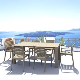 Τραπεζαρία Σετ Vegas Artemis 7τμχ 20.9969 100x180/220x75cm Taupe Siesta 6 Θέσεων