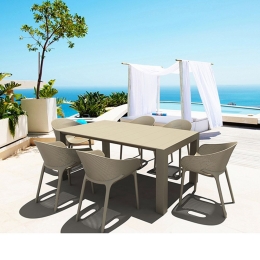 Τραπεζαρία Σετ Vegas Sky Pro 7τμχ 20.9971 100x180/220x75cm Taupe Siesta 6 Θέσεων