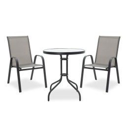 Τραπεζαρία Κήπου Calan-Watson 200-000305 (Σετ 3τμχ) Black-Grey 2 Θέσεων