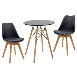 Τραπεζαρία Julita-Gaston (Σετ 3Τμχ) 200-000693 Φ60x73cm Natural-Black 2 Θέσεων Μέταλλο,Ξύλο